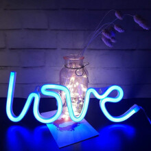 LED Neonreklám Éjszakai Fény, Elemmel és USB-vel Működő Neon Lámpa Dekoratív Neonreklám Fali Lámpa (Felhő, Meleg Fehér) (Macska, Kék)