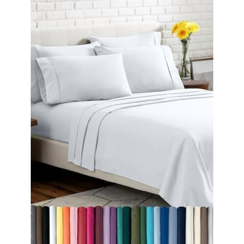 Σετ σεντόνια Queen Luxury 6 τεμαχίων Extra Soft Deep Pocket White