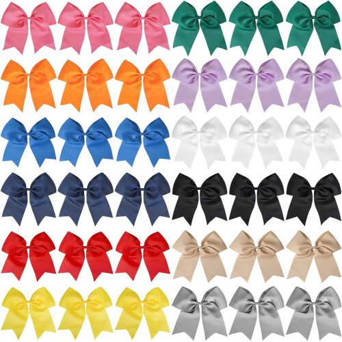 Conjunto de 36 laços de cabelo de cetim multicoloridos de 20 cm (8 polegadas) para meninas, ideais para festas e penteados do dia a dia. 1