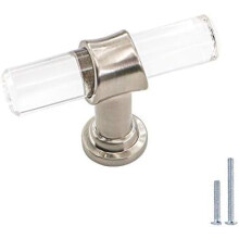 Lot de 10 boutons de meuble en nickel brossé, en forme de T, avec poignées de tiroir en acrylique argentées, quincaillerie décorative pour