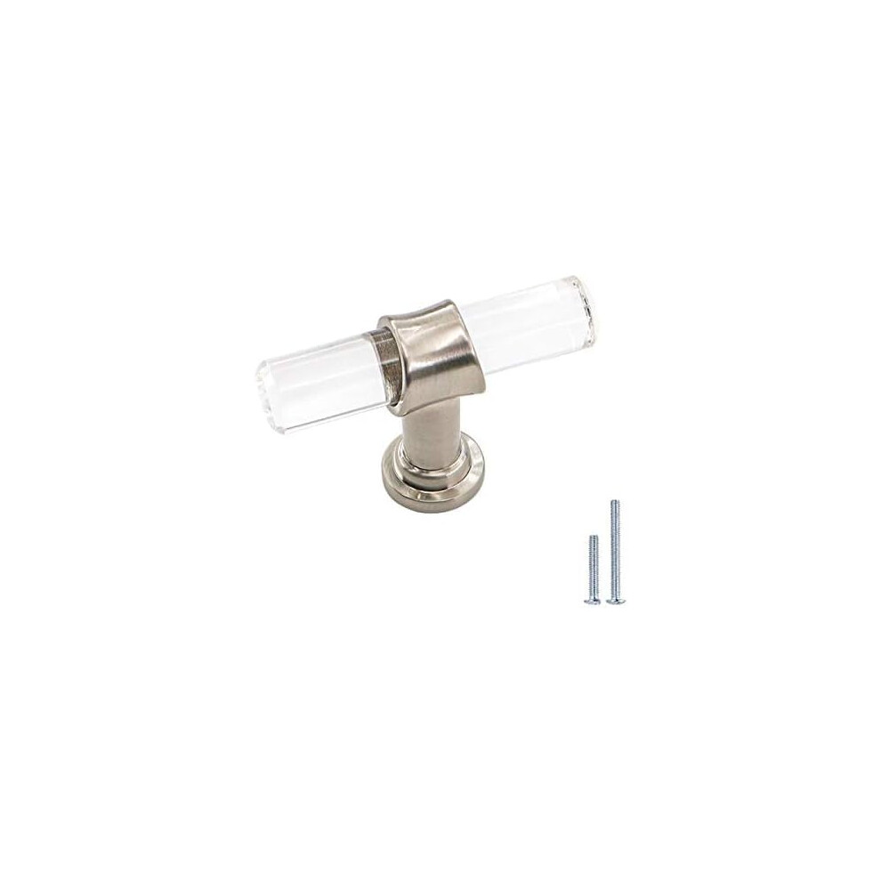 10 Pack Brushed Nickel Cabinet Knobs T Shape Acrylic Drawer Knob Silver Decorative Hardware For Dresser Cupboards 9448990349173