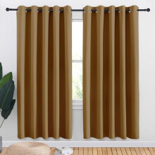Blackout Drapery Panels Microfiber Thermal Insulated Gold