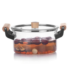 Pot en verre borosilicate 1500 ml avec poignées en bois