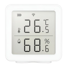Slimme wandgemonteerde hygrometer, thermometer, vochtigheids- en temperatuurmeter met afstandsbediening, groot lcd-scherm, wit