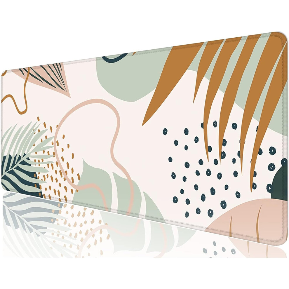 Large Desk Mat 31.5"X11.8", Xxl Gaming Mouse Pad, Boho Leaves Design, Compatible With Laptop & Keyboard 9448990349869