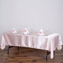60" x 102" Satin Rectangular Tablecloth Blush Table Linen