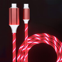 Cabo USB-C para USB-C com LED de 3A para carregamento rápido, compatível com iPhone 15/15 Pro/Plus/Max, Samsung Galaxy e outros – Vermelho, 2