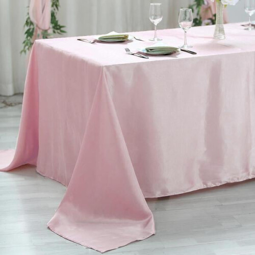 60" x 102" Satin Rectangular Tablecloth Blush Table Linen 2