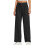 Kids' black stretch school pants with elastic waist and 1