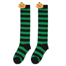 1/2/4/6 Pairs Halloween Socks Stripe Knee Socks for Kids Girls Fun Christmas Gift Pumpkin Novelty Colorful Cotton Socks 7-12Y