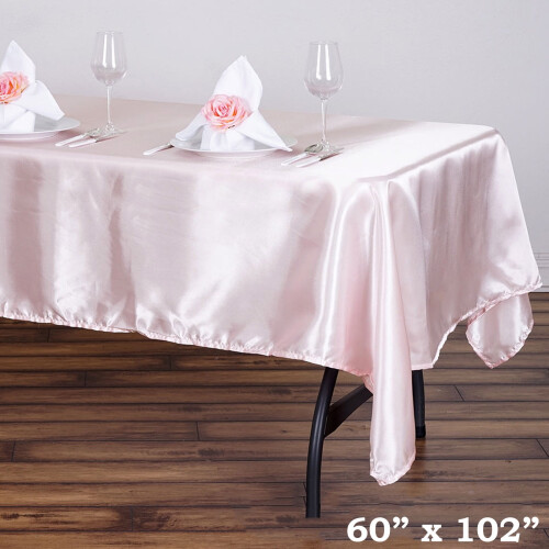 60" x 102" Satin Rectangular Tablecloth Blush Table Linen 1