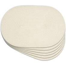 Set de 6 sets de table ovales tressés, 30 x 45 cm, polyester