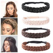 opvise Twist Hoofdband Realistisch Handgebreid Verstelbaar met Elastische Band Bohemian Ombre Kleur Gevlochten Hoofdband Haaraccessoires Lichtbruin