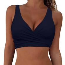 Damesbikinitop met beugel en volledige dekking, alleen de top met gekruiste bandjes en push-up effect, crop top met strik op de rug, tijdelijk in de
