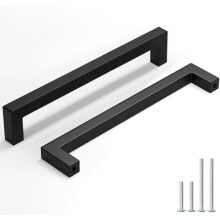 Mânere de dulap din oțel inoxidabil, negru mat, 19 cm, pachet de 15, compatibile cu feroneria standard pentru sertare