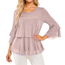 Top de lentejuelas de manga larga para mujer, estilo carnaval, ideal para vacaciones. Blusa de moda con cuello redondo holgado, elegante y casual,