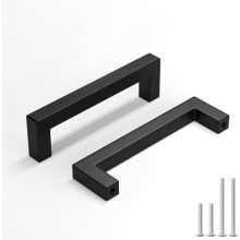 Mânere pătrate pentru dulapuri, negru mat, 96 mm, pachet de 15, compatibile cu sertare și comode moderne