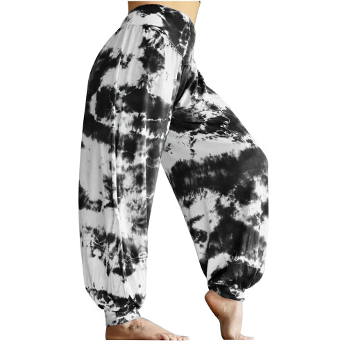 Γυναικείο παντελόνι Tie-Dye με φαρδιά μπατζάκια από απαλό βουρτσισμένο ύφασμα