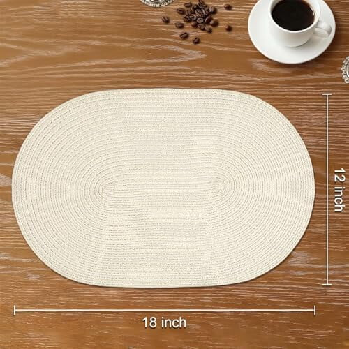 Set de 6 sets de table ovales tressés, 30 x 45 cm, polyester 1