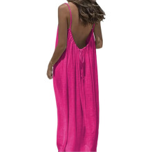 Robe débardeur dos nu unie pour femme, robe d'intérieur décontractée sans manches pour l'été à la maison ou à la plage