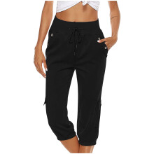 Sommerliche Caprihose in großen Größen für Damen – Lässige, einfarbige Hose mit elastischem Bund, lockerem, geradem Bein und weitem Bein, mit
