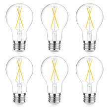 Becuri LED Edison A19Vintage, echivalent 60W, 5000K, 8W E26, 800LM, CRI80+, filament transparent, pachet de 6