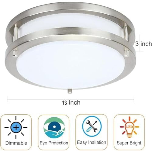 48W dimbar LED-taklampe 13,2" innfelt 2