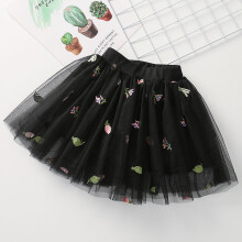 Mini spódniczka tutu dla małych dziewczynek, śliczna spódniczka na imprezę, taniec, jednolity kolor, siateczka, haftowane kwiaty, spódnica