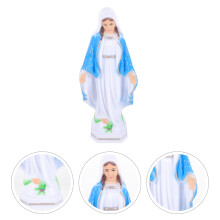 Estátua da Virgem Maria em plástico, artesanato decorativo, linda peça para mesa, 8,9 cm (3,5 polegadas).
