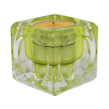 Glass Candle Holder Bohome Cube Green Tealight Holder Tabletop Home Decoration
