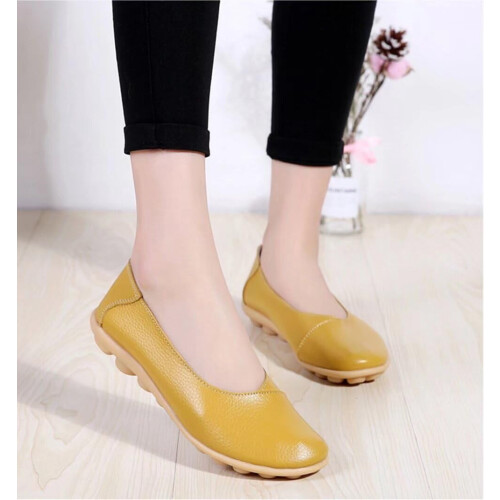 Γυναικεία Δερμάτινα Παπούτσια Loafers Μονόχρωμα Slip-on Flat Παπούτσια Άνετα Casual Φλατ για 2