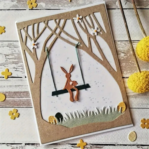 Bunnies Cutting Dies Tree Shape for Card Making Carbon-MH893 2
