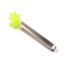 Confezione da 1 pinza da cucina piccola per cucinare e servire, con impugnatura in gomma verde, in acciaio inossidabile.
