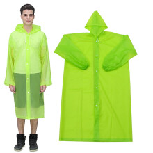 Wiederverwendbarer, matter EVA-Regenponcho, wasserdichter Outdoor-Regenmantel für Erwachsene mit elastischem Bündchen