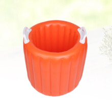 Multifunktionaler, tragbarer, aufblasbarer PVC-Eisbehälter für den Außenbereich, faltbarer Aufbewahrungseimer (Orange)