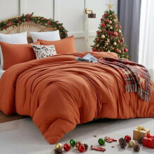 Terracotta Queen Comforter Set Burnt Orange 3-Piece