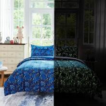 Juegos completos de edredón para niños y niñas, juegos de ropa de cama infantil que brillan en la oscuridad, juego de cama de 5 piezas con