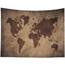 Tapestry Wall Hanging,92.5X70.9 Inches Tapestry for Men World Map in Dark Brown Pattern Tapestries Decoration for Bedroom Living Room