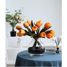 Tulipas Artificiais – 10 unidades de flores artificiais grandes rosa-choque com toque realista para casa, cozinha, casamento, buquê de noiva, Dia