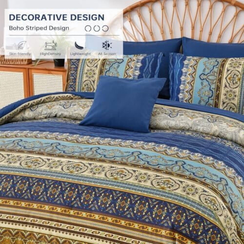 Σετ παπλωμάτων Boho Καφέ Μπλε 8 τεμαχίων από μικροΐνες 2