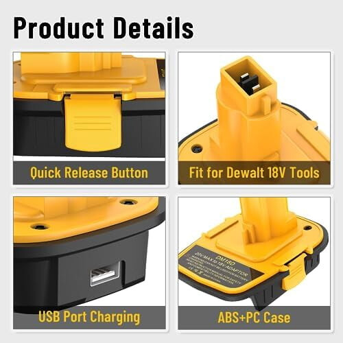 Adaptateur de batterie DM18D pour conversion DeWalt 20V vers 18V avec 1