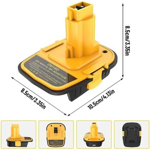 Adaptateur de batterie DM18D pour conversion DeWalt 20V vers 18V avec 2