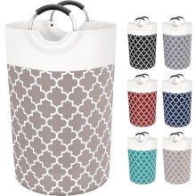 Large Collapsible Laundry Basket with Handles, Waterproof, 115L – Compatible with College Dorm & Home Use (Khaki)