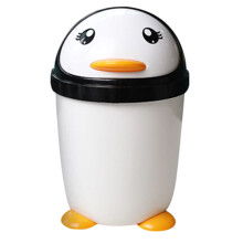 Poubelle pingouin mignonne sans marque avec couvercle pour enfants, en plastique, idéale pour la salle de bain, la chambre, le bureau, la voiture ou