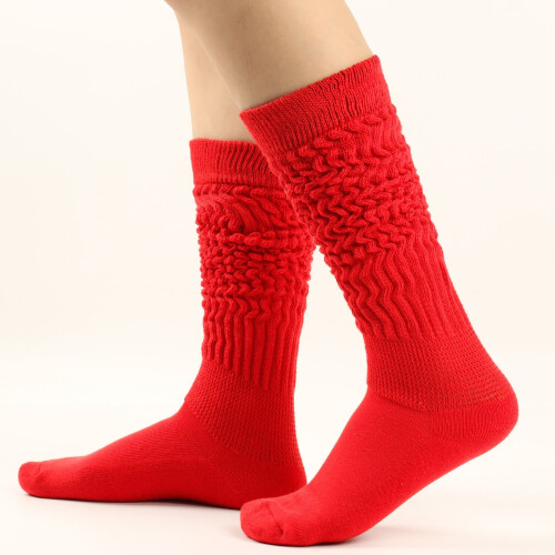 Women's Knee-High Compression Socks, Red, One Size, Compatible with All Legs 1