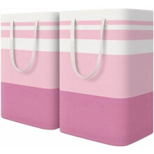 2-Pack 75L Waterproof Collapsible Laundry Baskets with Reinforced Handles – Pink, for Dorm, Bathroom, Bedroom