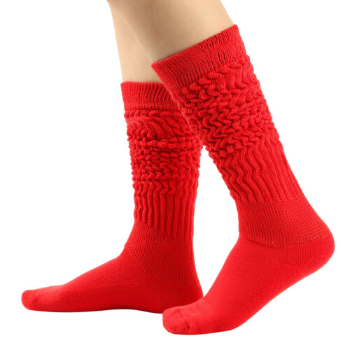 Women's Knee-High Compression Socks, Red, One Size, Compatible with All Legs