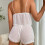 Γυναικεία σέξι πιτζάμα Summer2Piece από διαφανές ύφασμα με V λαιμόκοψη, τιράντες και 4