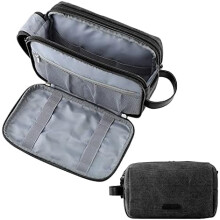 Mála Leithris d'Fhir, Eagraitheoir Leithris Taistil Canbháis Dopp Kit Mála Bearrtha Uiscedhíonach do Ghabhálais Leithris, Dubh-Mór