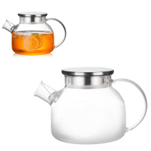 Théière en verre borosilicate avec couvercle et filtre amovible – Compatible avec la cuisson sur la plaque de cuisson et au micro-ondes, avec